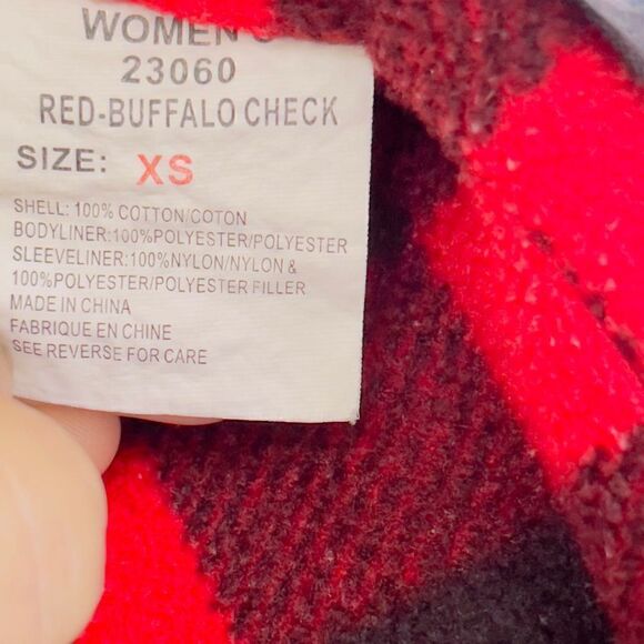 Vintage Woolrich Red Buffalo Check Checkered Fleece Lined Jean Jacket Coat Size - Picture 3 of 6